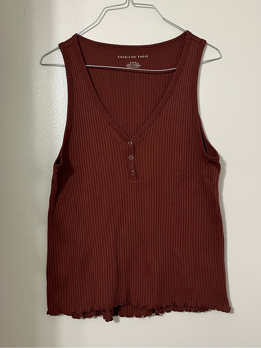 American Eagle | Burnt Orange Tank Top, Buttons and Scalloped Details
